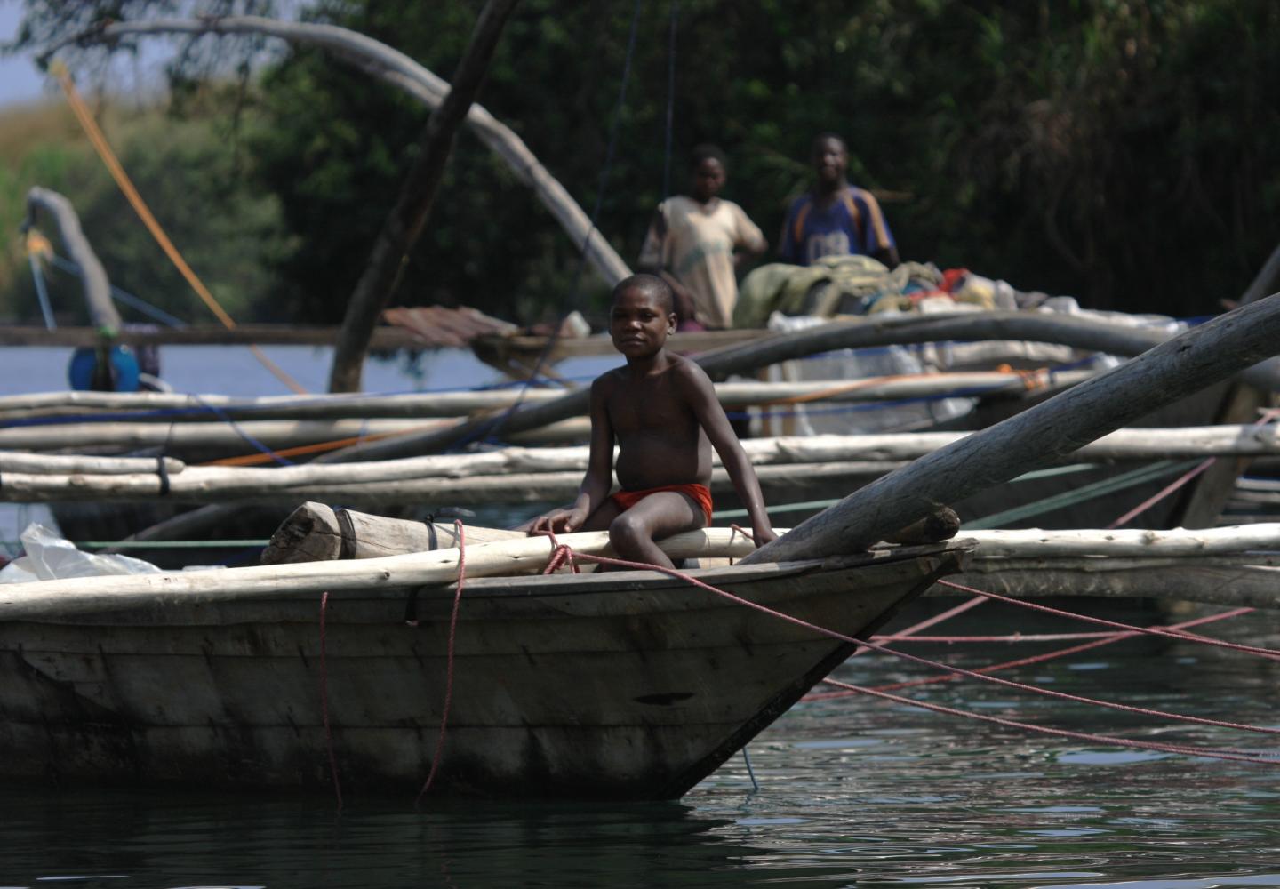Child on Fishing boat Lake Kivu (Rwanda)