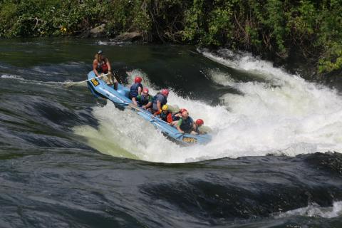 Rafting the Bujagali rapids on the Nile River (Jinja Uganda)